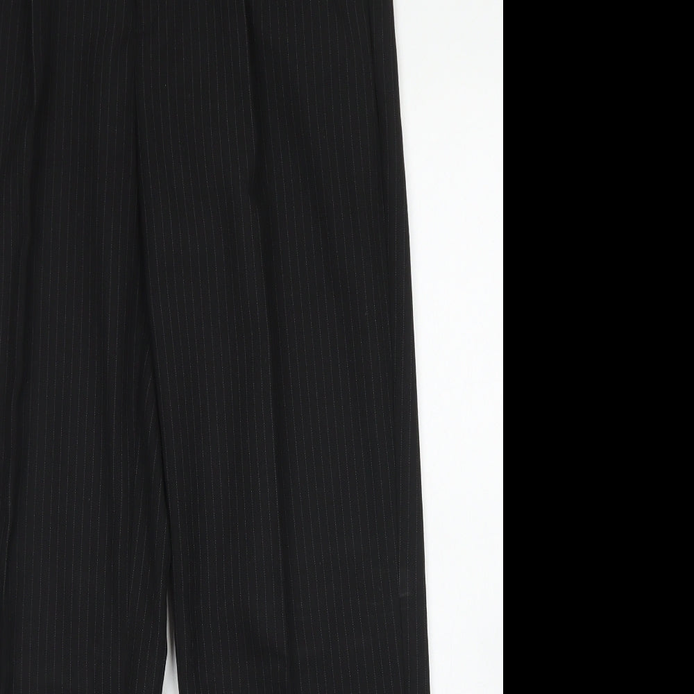 FlipBack Boys Black Striped Polyester Dress Pants Trousers Size 15 Years L26 in Regular Hook & Eye