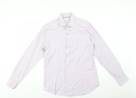 Zara Man Mens Purple Check   Dress Shirt Size M Collared Button