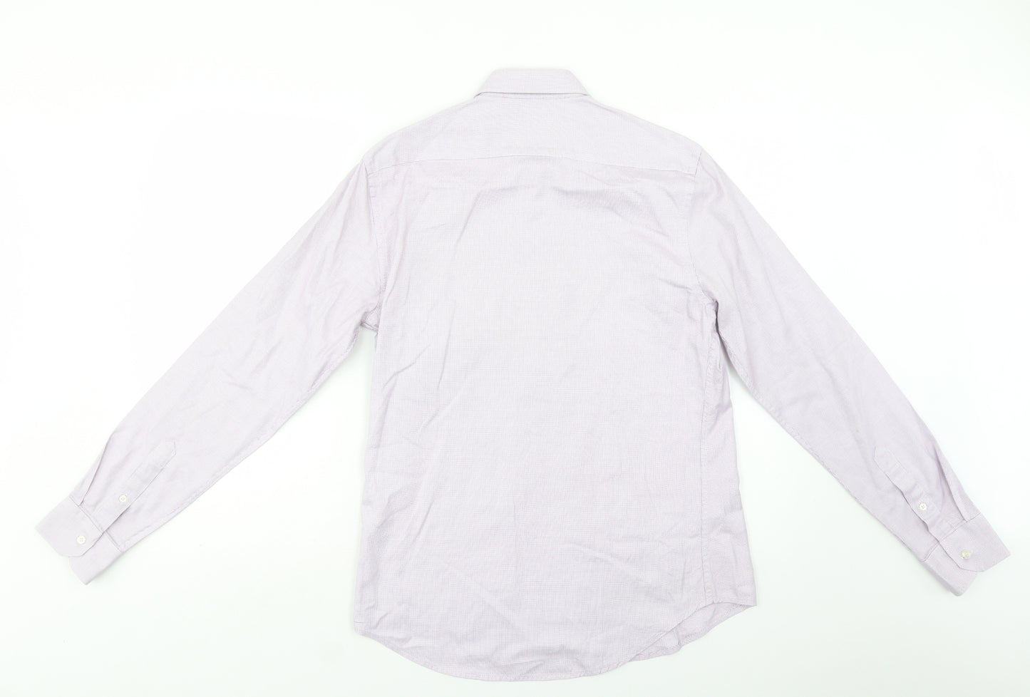 Zara Man Mens Purple Check   Dress Shirt Size M Collared Button