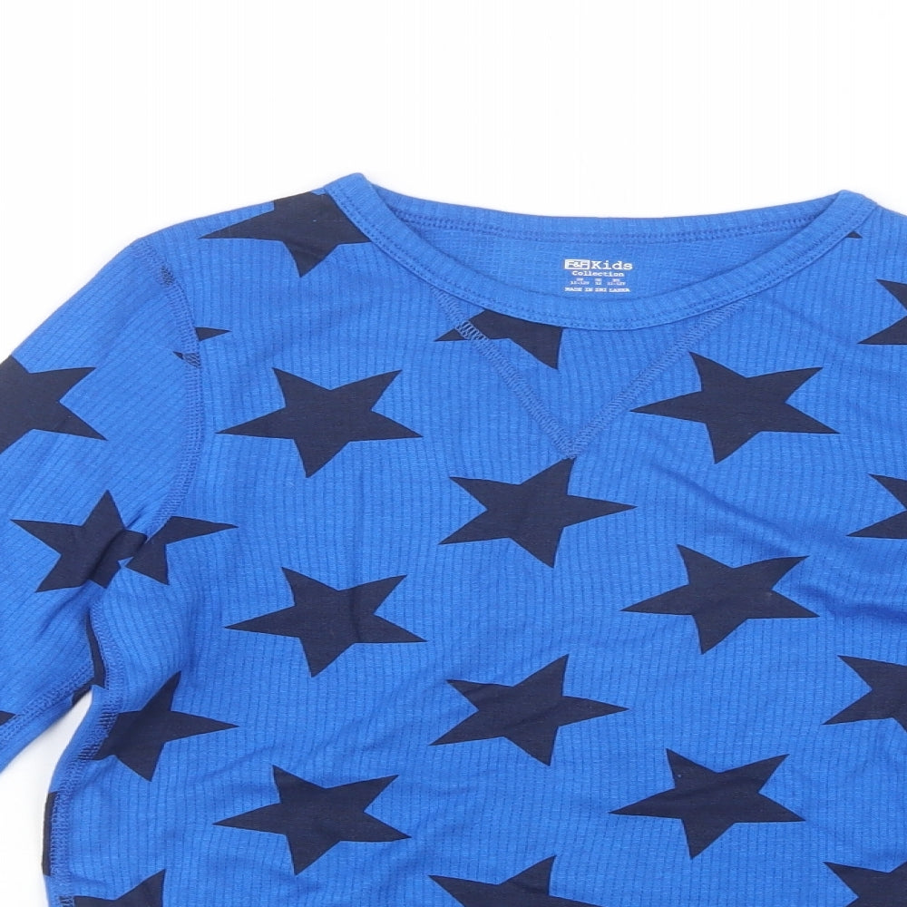 F&F Boys Blue Geometric Cotton  Pyjama Top Size 11-12 Years   - Star Print