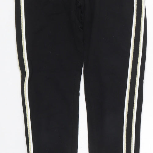 H&M Girls Black Striped Cotton Carrot Trousers Size 11 Years  Regular