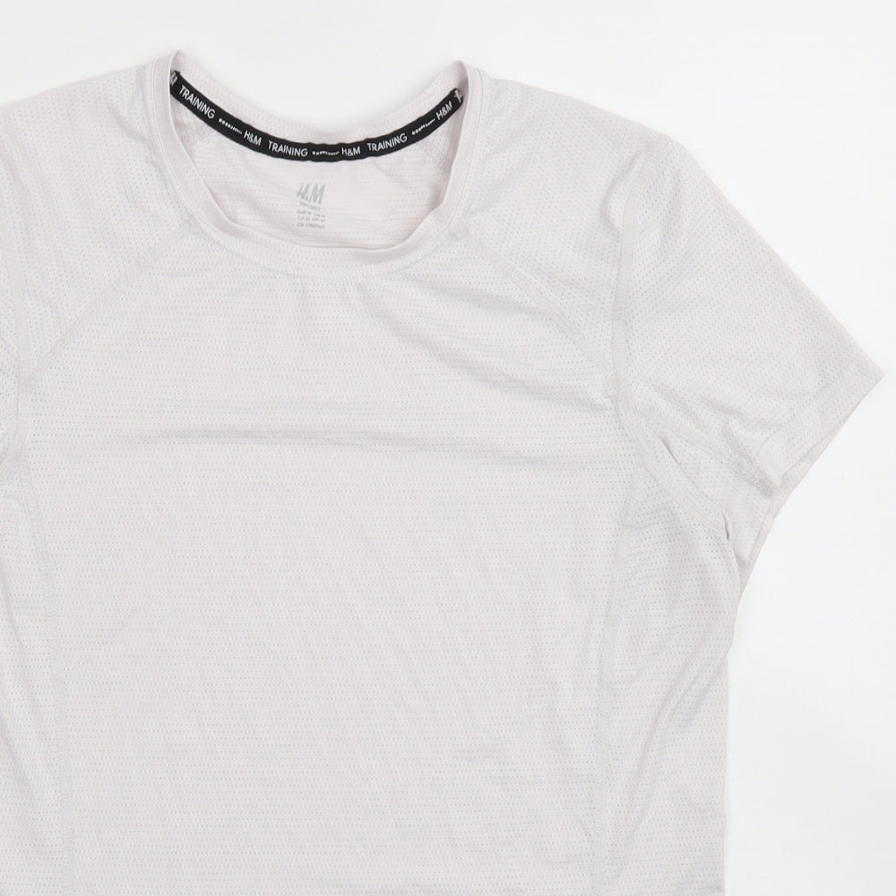 H&M Womens White  Polyester Basic T-Shirt Size M Crew Neck