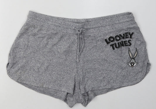 Primark Womens Grey  Polyester  Sleep Shorts Size M  Tie - Looney tunes