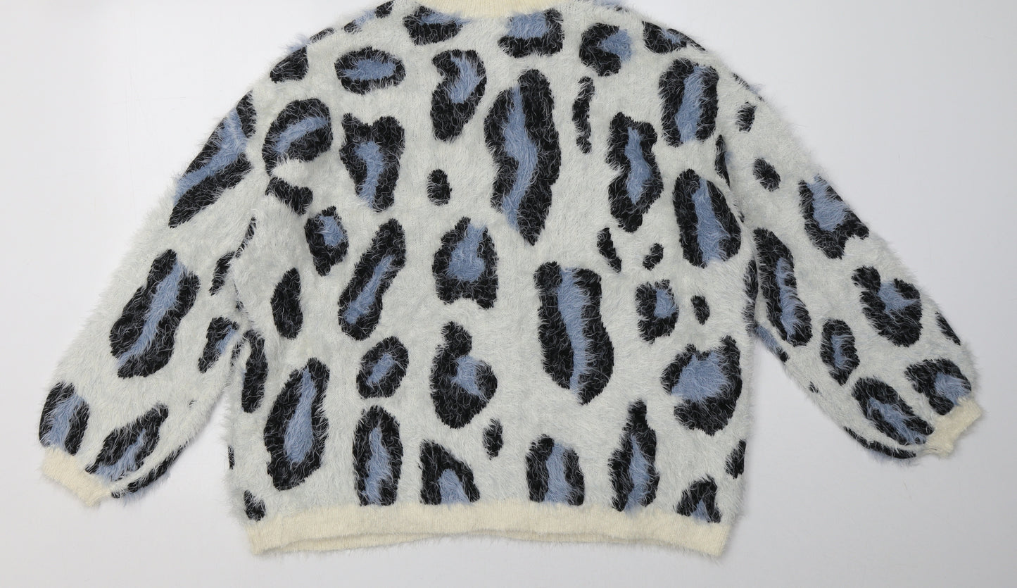 Urban Classics Womens Blue Animal Print Nylon Pullover Sweatshirt Size M  Pullover
