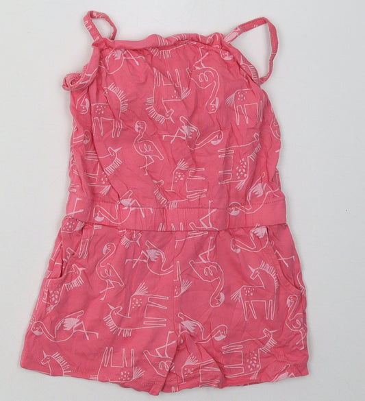 Nutmeg Girls Pink  Cotton Playsuit One-Piece Size 3-4 Years  Pullover