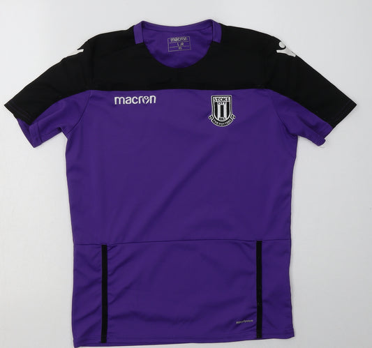 Macron Womens Purple  Polyester Basic T-Shirt Size XS Crew Neck Pullover - Stoke City