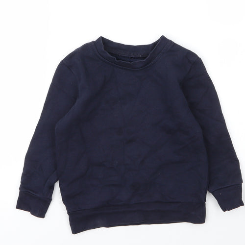 George Boys Blue Round Neck  Cotton Pullover Jumper Size 3 Years