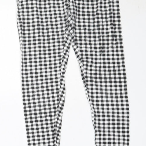 Preworn Girls Black Check Polyester Capri Trousers Size 11 Years  Regular
