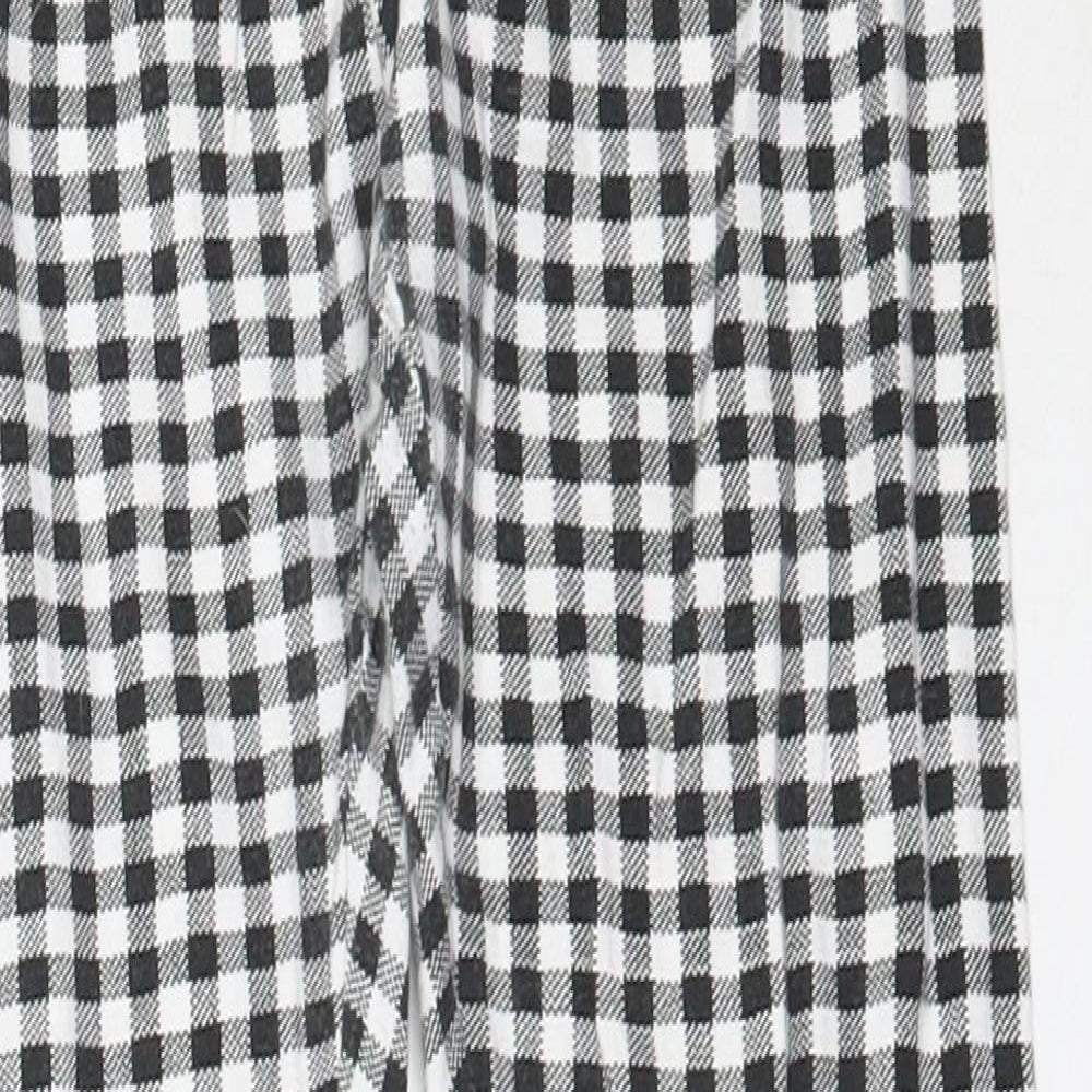 Preworn Girls Black Check Polyester Capri Trousers Size 11 Years  Regular