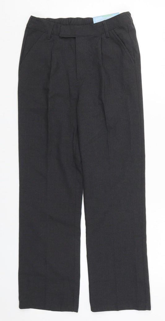 Smart Start Boys Grey  Polyester Dress Pants Trousers Size 10-11 Years  Regular Hook & Eye