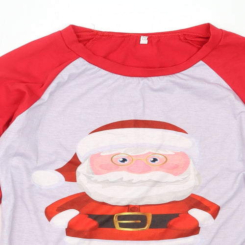Preworn Womens Red Solid Cotton Top Pyjama Top Size M   - Christmas Santa