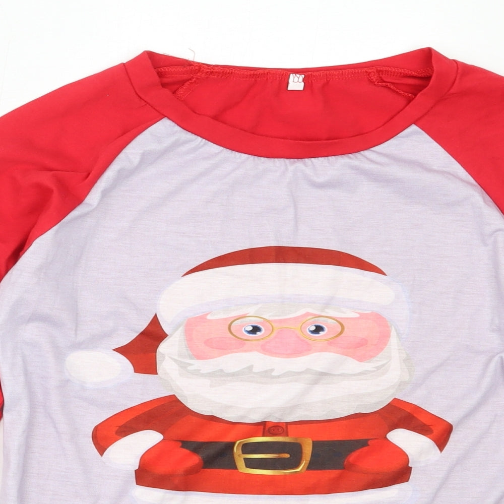 Preworn Womens Red Solid Cotton Top Pyjama Top Size M   - Christmas Santa