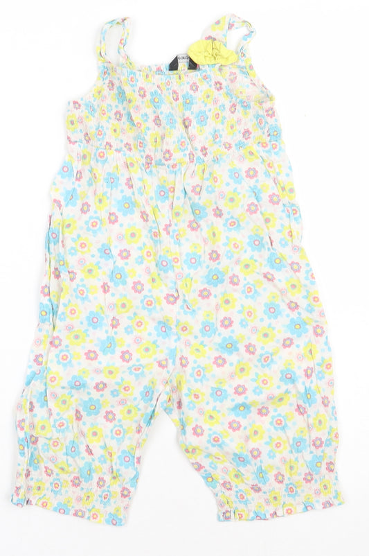 George Girls Yellow Floral Cotton Jumpsuit One-Piece Size 3-4 Years  Pullover