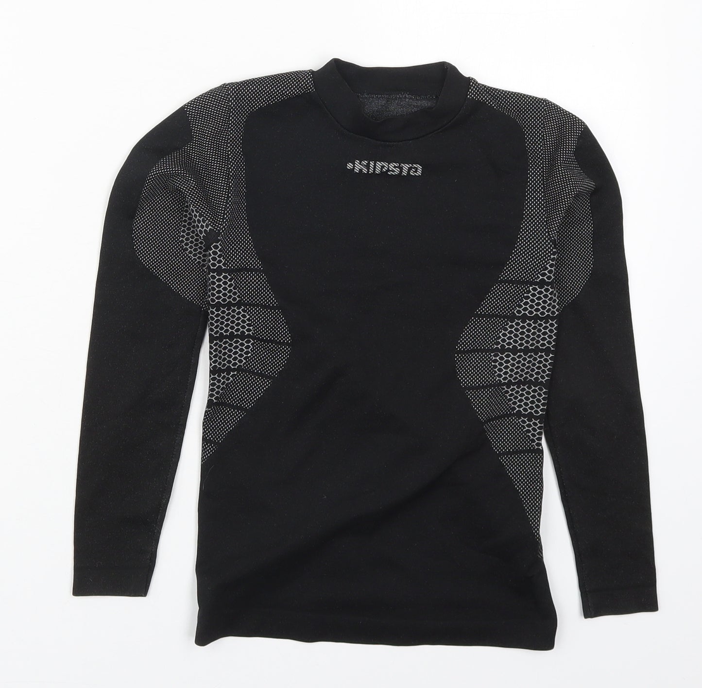 Kipsta Boys Black Geometric Polyester Basic T-Shirt Size 6 Years Round Neck Pullover