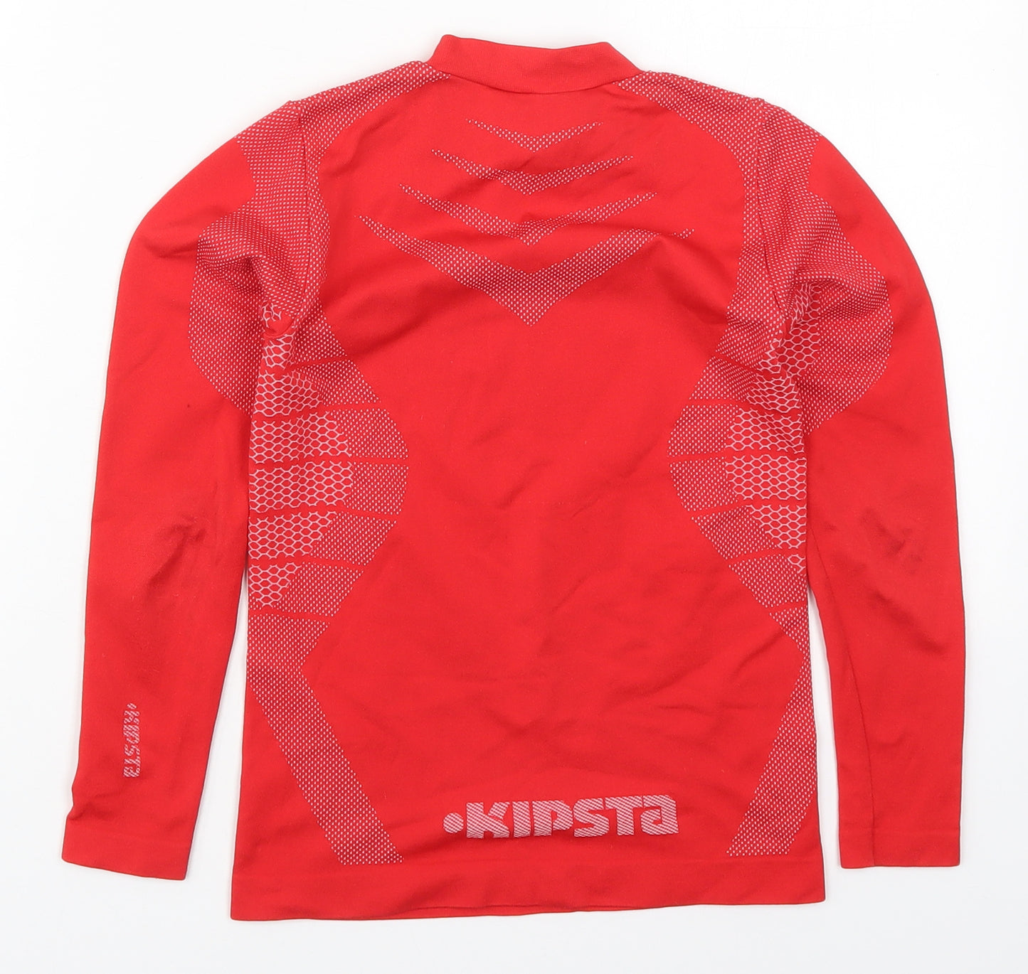 Kipsta Boys Red Geometric Polyester Basic T-Shirt Size 8 Years Round Neck Pullover