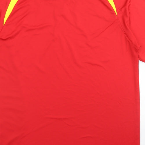Dafoa Mens Red Colourblock Polyester Basic T-Shirt Size XL Crew Neck
