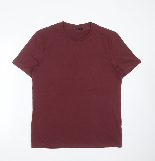 ASOS Mens Purple  Cotton Basic T-Shirt Size 2XL Round Neck  - burgundy