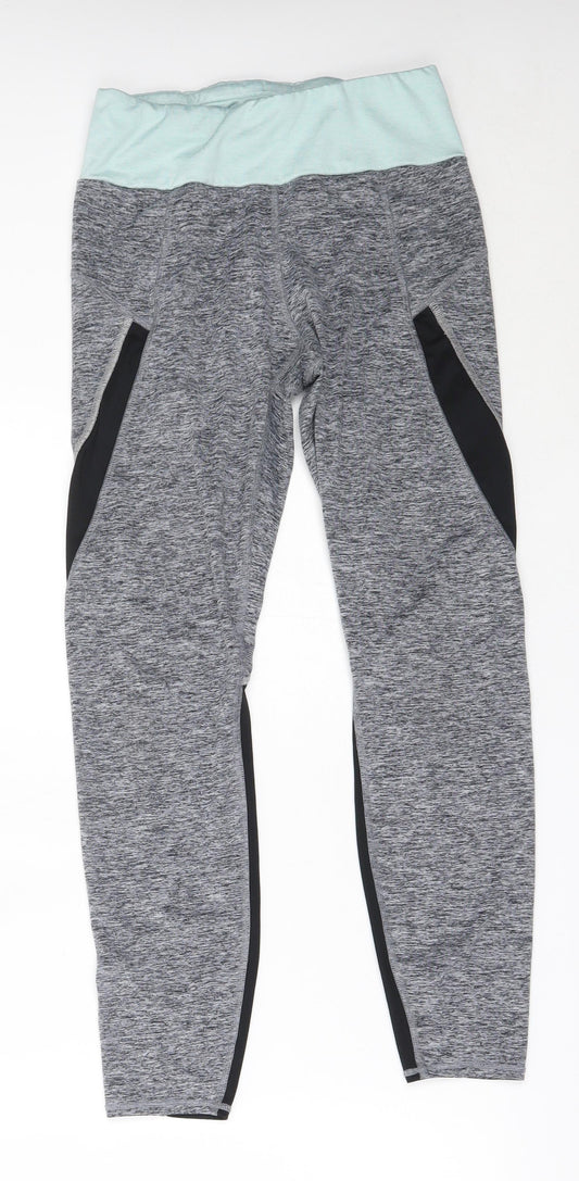 Marks and Spencer Womens Grey  Polyester Capri Leggings Size 10 L25 in Regular