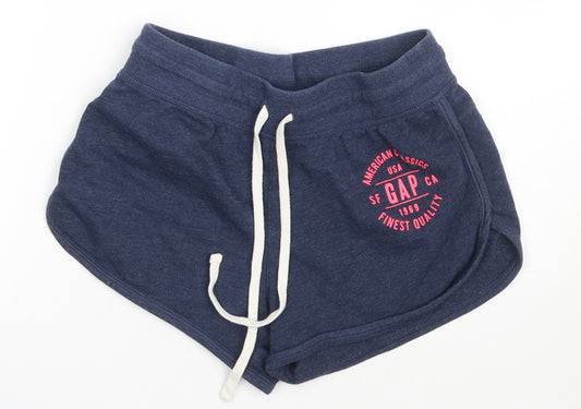 Gap Girls Blue  Cotton Sweat Shorts Size 6-7 Years  Regular Tie