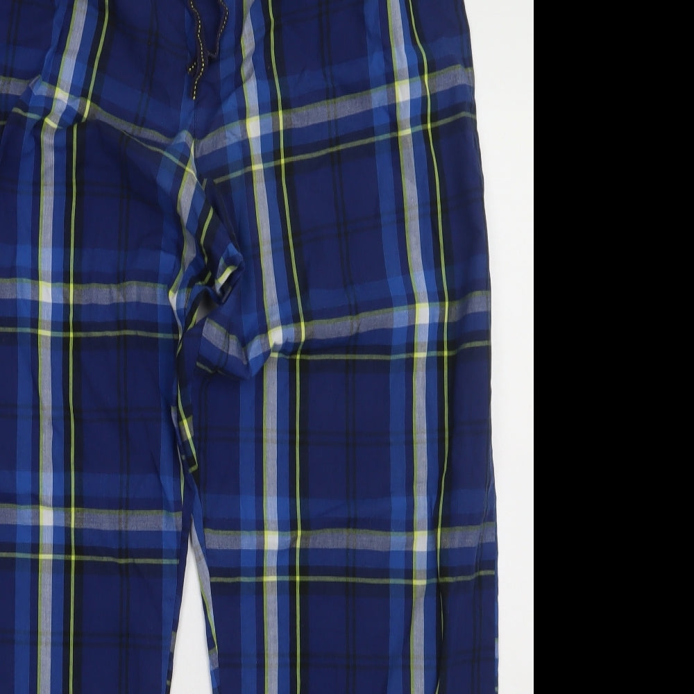 George Mens Blue Check Polyester  Pyjama Pants Size M  Tie