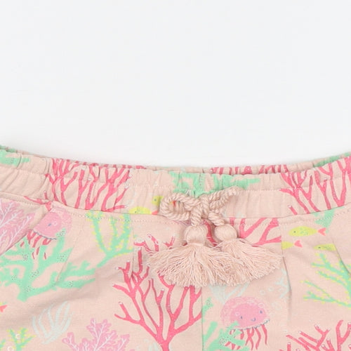 M&S Girls Pink Animal Print Cotton Sweat Shorts Size 4-5 Years  Regular