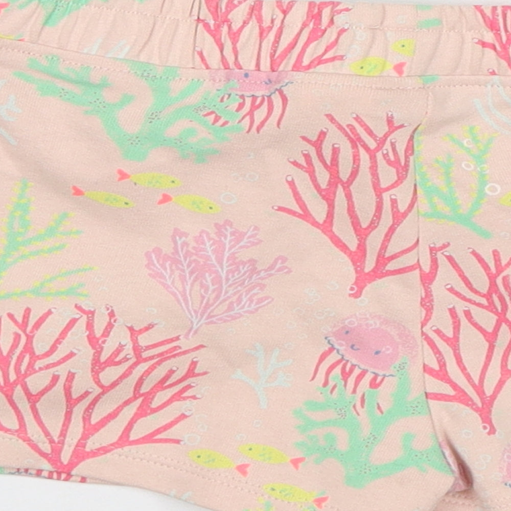 M&S Girls Pink Animal Print Cotton Sweat Shorts Size 4-5 Years  Regular