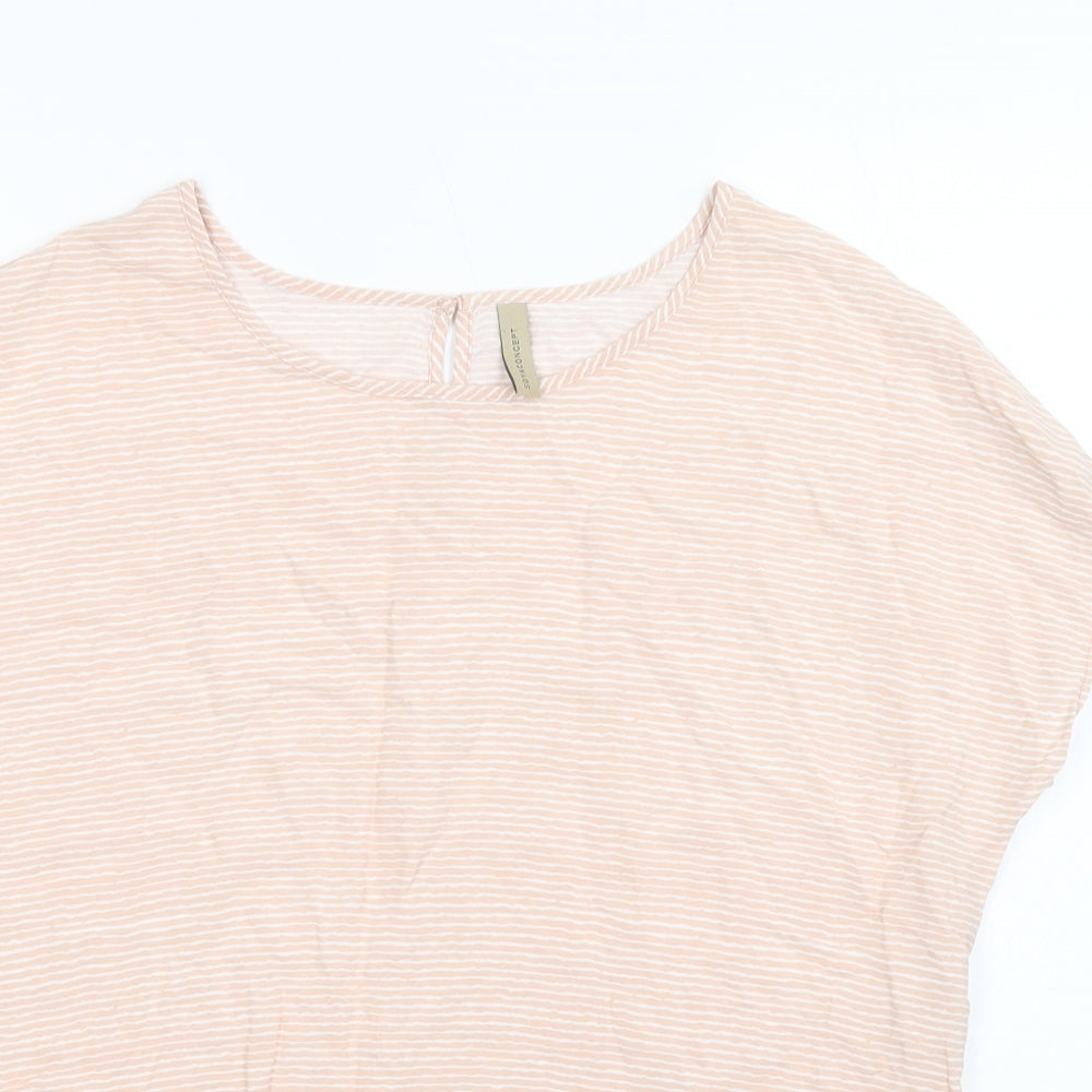 Soyaconcept Womens Pink Striped  Basic Blouse Size M Round Neck