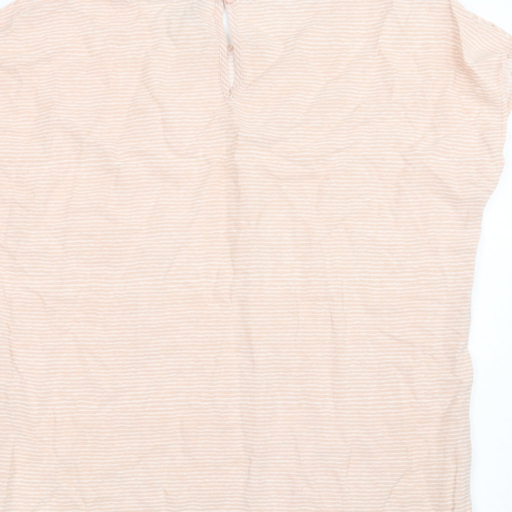 Soyaconcept Womens Pink Striped  Basic Blouse Size M Round Neck