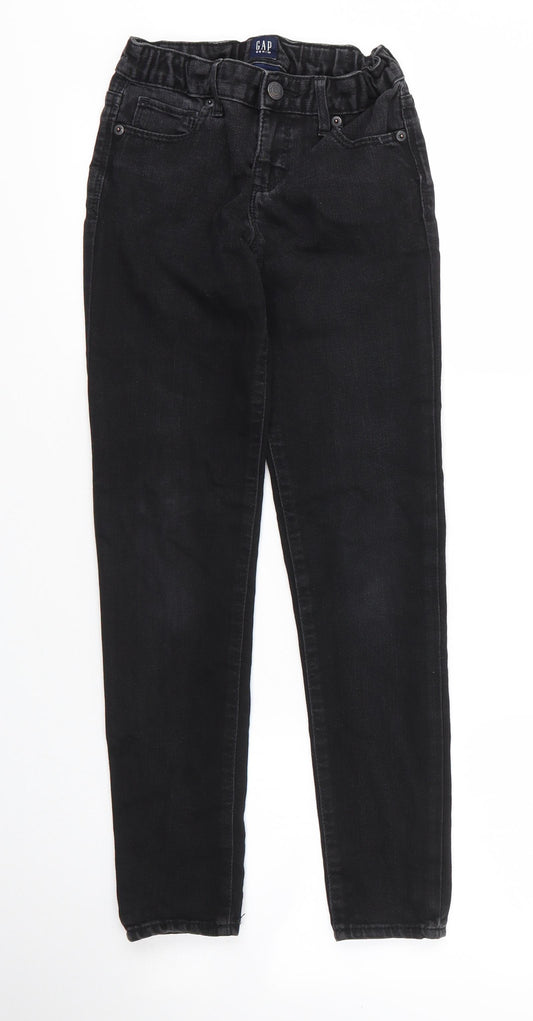 Gap Girls Black  Cotton Skinny Jeans Size 10 Years L24 in Regular Zip