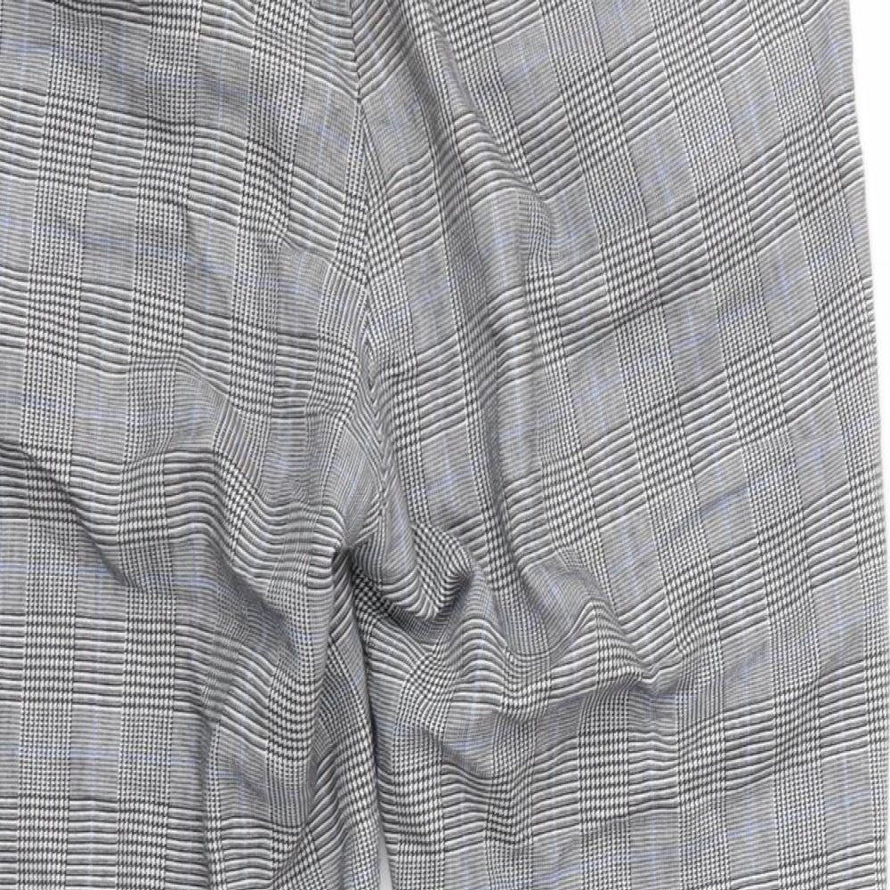 ONLY & SONS Womens Grey Plaid Viscose Capri Trousers Size 8 L25 in Regular Zip