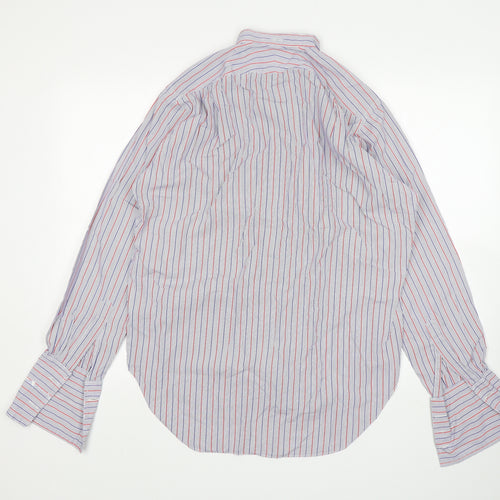 Merwin & Sons Mens Multicoloured Striped   Dress Shirt Size 16 Round Neck