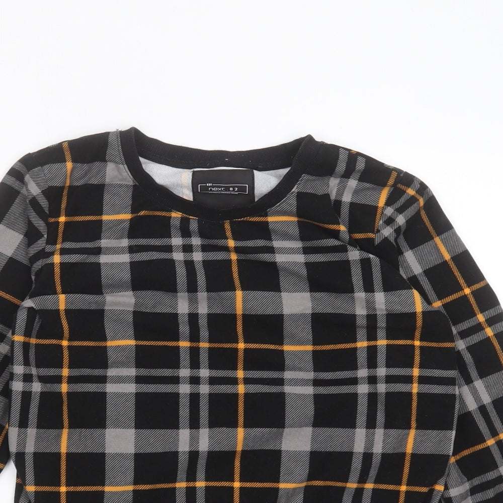 NEXT Boys Black Round Neck Check Polyester Pullover Jumper Size 10 Years