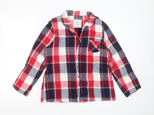 Boux Avenue Womens Red Check Cotton Top Pyjama Top Size 14  Button