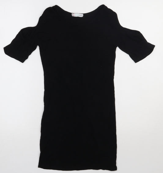 Jolly Rascals Girls Black  Viscose A-Line  Size 11-12 Years  Crew Neck Pullover - cold Shoulder
