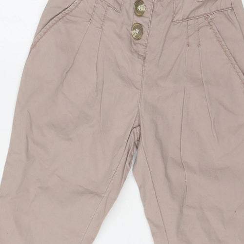 NEXT Girls Pink  Cotton Cargo Trousers Size 9 Months  Regular Button