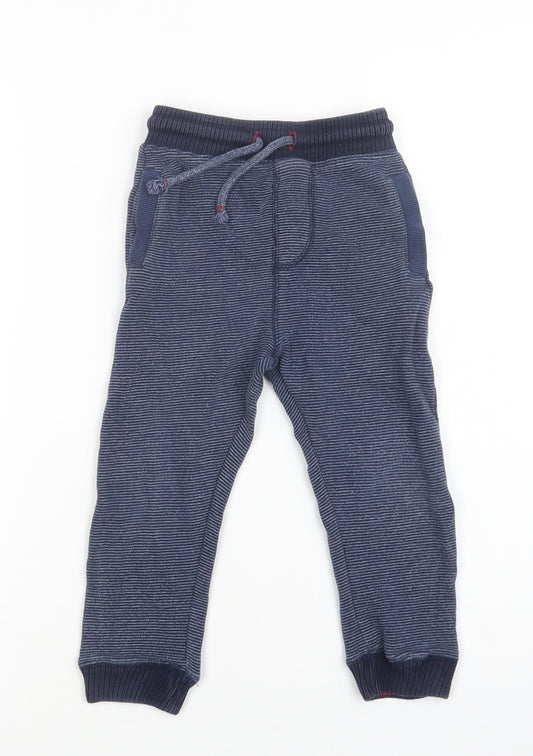 George Girls Blue Striped Cotton Jogger Trousers Size 2-3 Years  Regular Drawstring