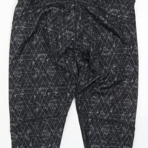 Karrimor Womens Black Geometric Polyester Cropped Leggings Size 10 L18 in Regular