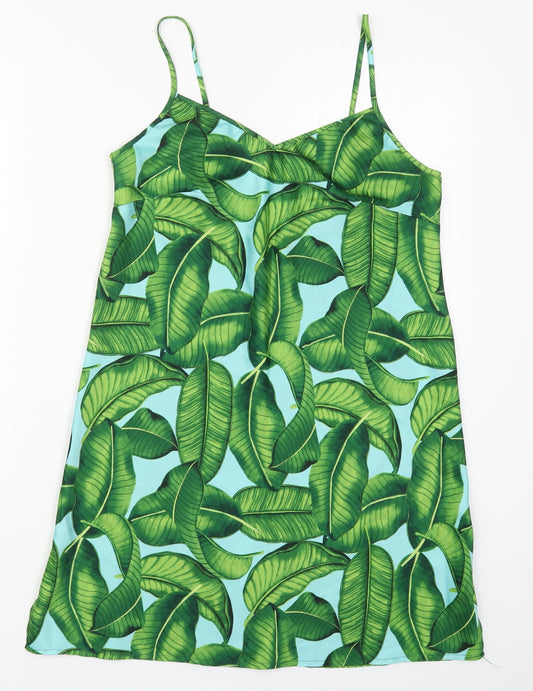 Matalan Womens Green Floral Polyester Top Dress Size 12   - Leaf Prints