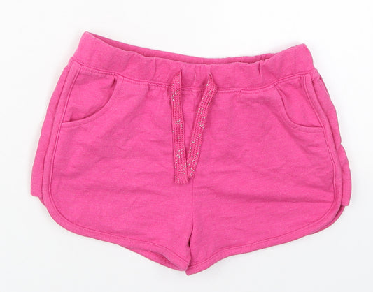 Matalan Girls Pink  Cotton Sweat Shorts Size 9 Years  Regular Drawstring