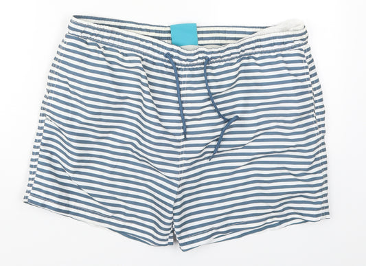 Cedar Wood State Mens Blue Striped Polyester Bermuda Shorts Size M  Regular Drawstring - Swim Shorts