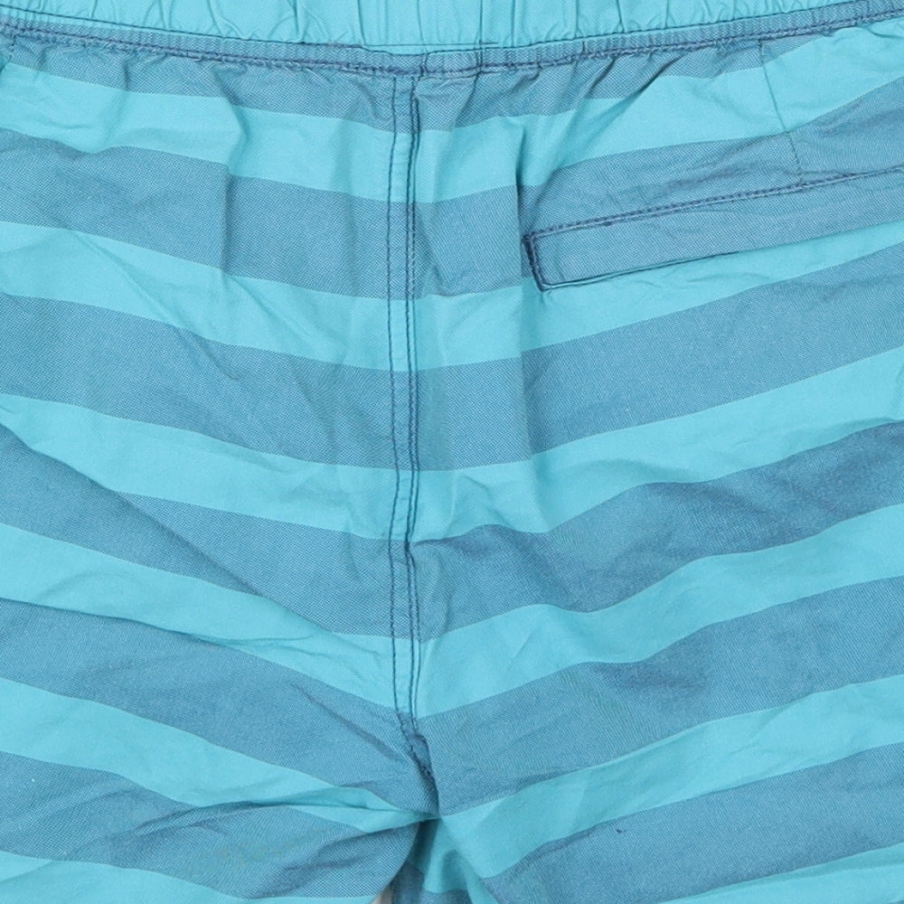 Easy Mens Blue Striped Cotton Bermuda Shorts Size M  Regular Button