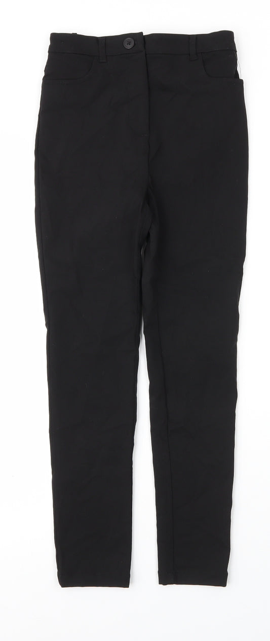 NEXT Girls Black  Viscose Carrot Trousers Size 10 Years L23 in Regular Zip