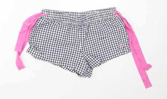 Jack Wills Womens Blue Check Cotton Capri Sleep Shorts Size 6