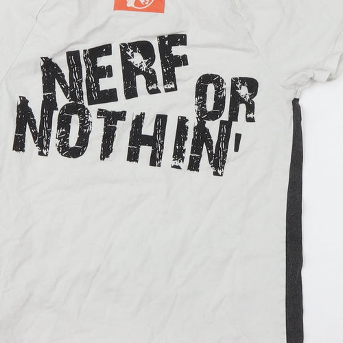 NERF Boys White  Cotton Basic T-Shirt Size 9-10 Years Round Neck Pullover - Nerf