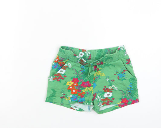 NEXT Girls Green Floral Cotton Bermuda Shorts Size 5 Years  Regular Drawstring