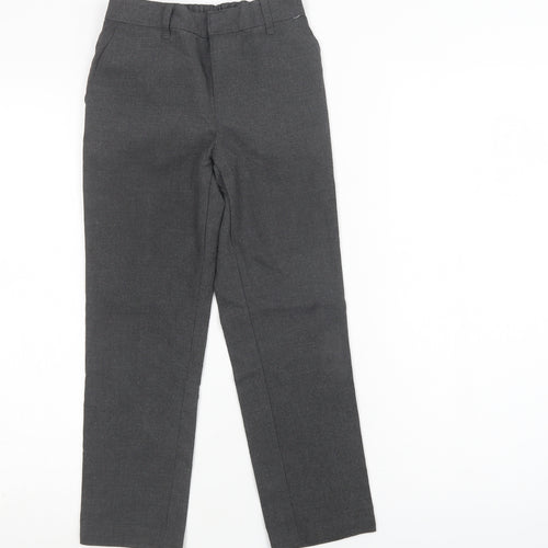 M&S Girls Grey  Polyacrylate Fibre Dress Pants Trousers Size 8-9 Years  Regular Hook & Loop - School Wear