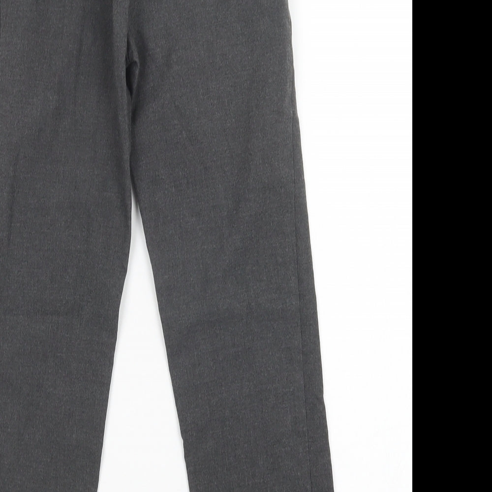 M&S Girls Grey  Polyacrylate Fibre Dress Pants Trousers Size 8-9 Years  Regular Hook & Loop - School Wear