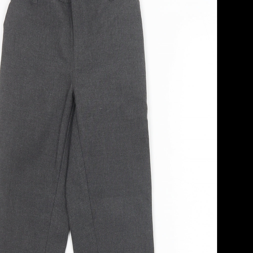 M&S Boys Grey  Polyester Dress Pants Trousers Size 8-9 Years  Regular Hook & Loop - School Wear