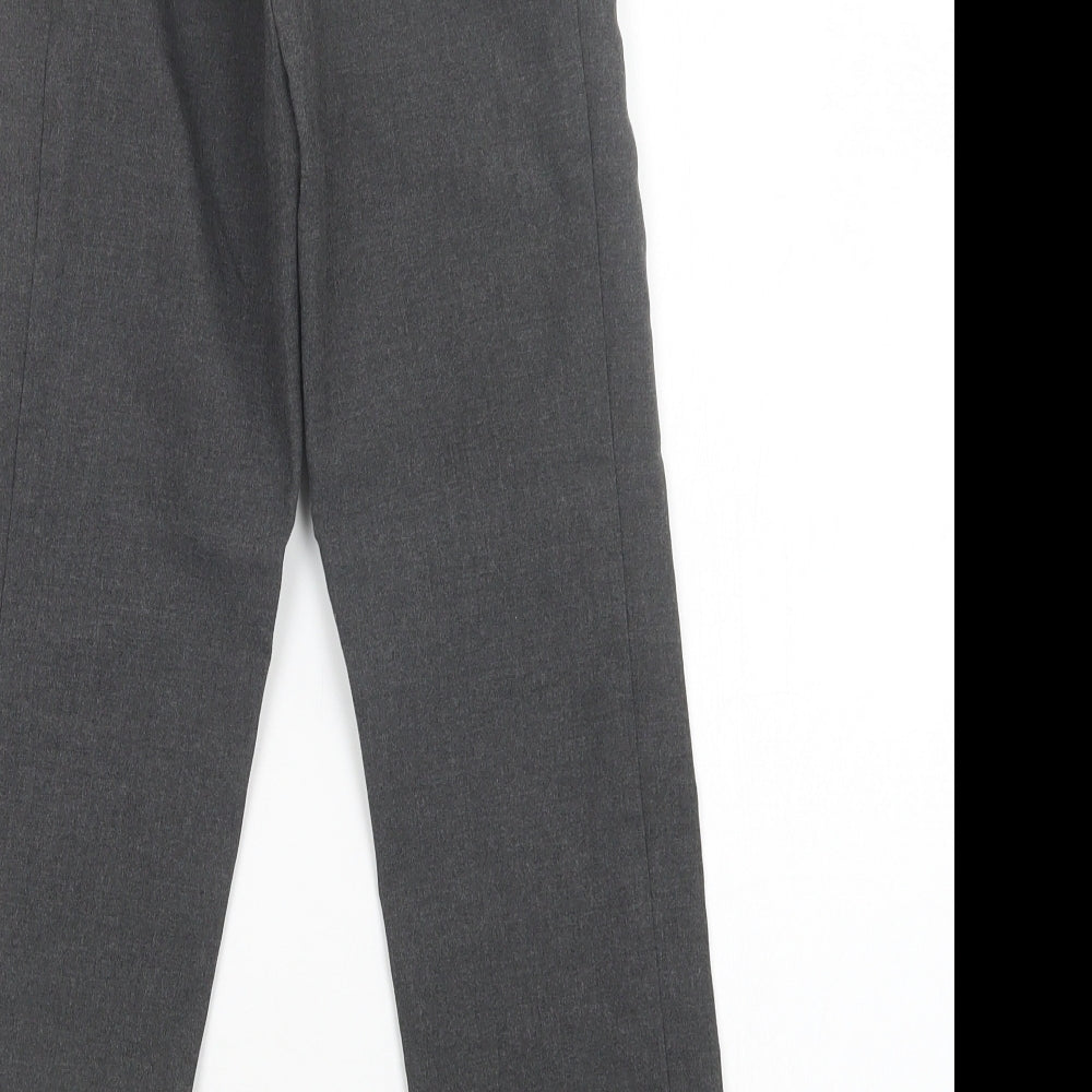 M&S Boys Grey  Polyester Dress Pants Trousers Size 8-9 Years  Regular Hook & Loop - School Wear
