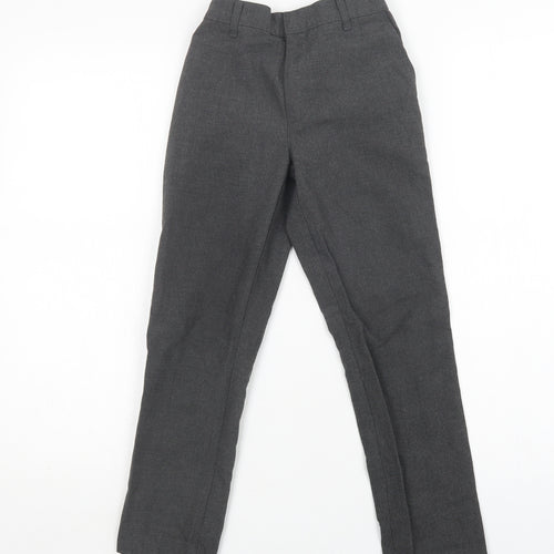 M&S Girls Grey  Polyester Dress Pants Trousers Size 8-9 Years  Regular Hook & Loop - School Wear